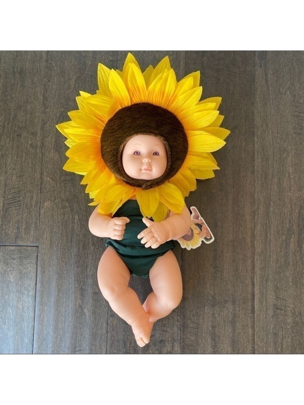 Anne Geddes Doll Sunflower Baby Purple Eyes 2000 Unimax 14" Tall - Picture 2 of 7